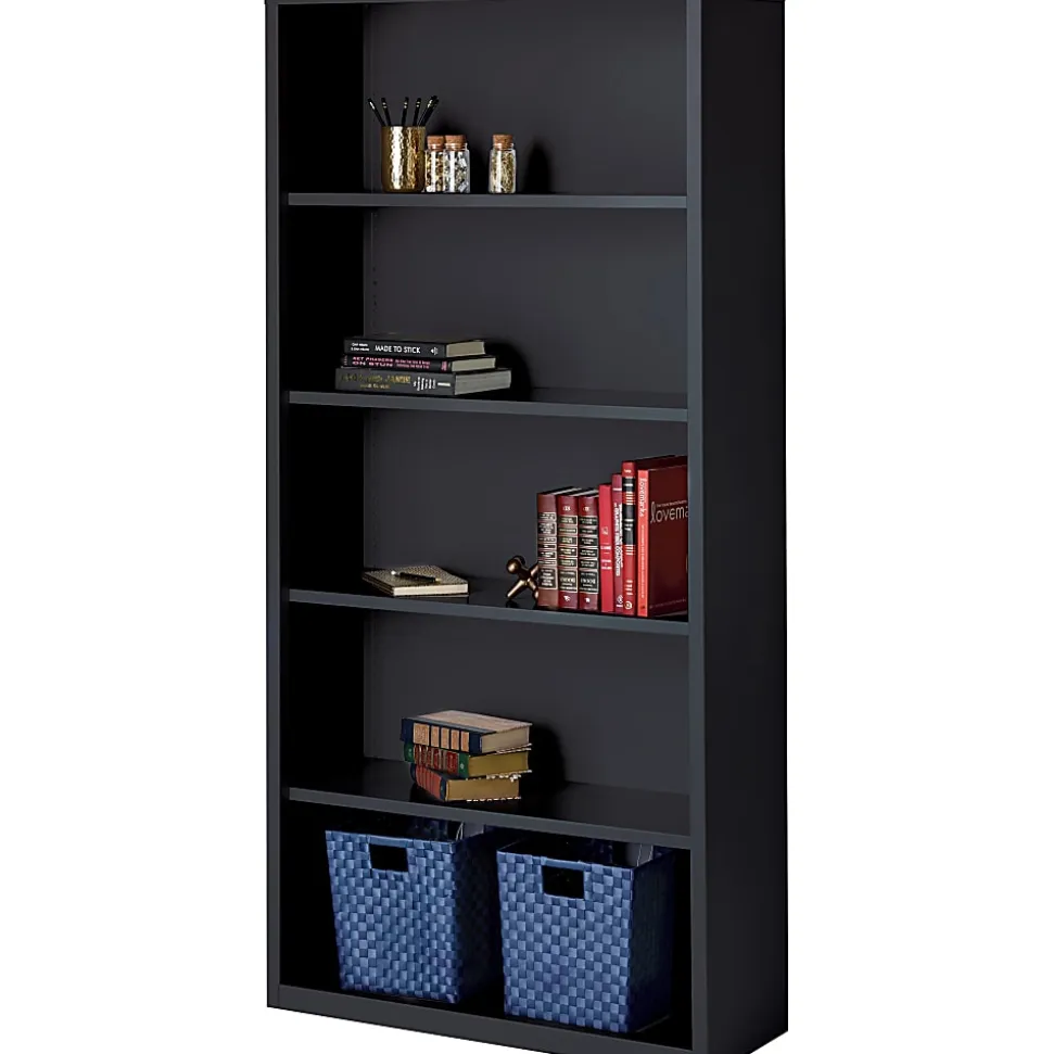 Lorell® Fortress Series Steel Modular Shelving Bookcase, 5-Shelf, 72"H x 34-1/2"W x 13"D, Black