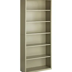 LorellĀ® Fortress Series Steel Modular Shelving Bookcase, 6-Shelf, 82"H x 34-1/2"W x 13"D, Putty