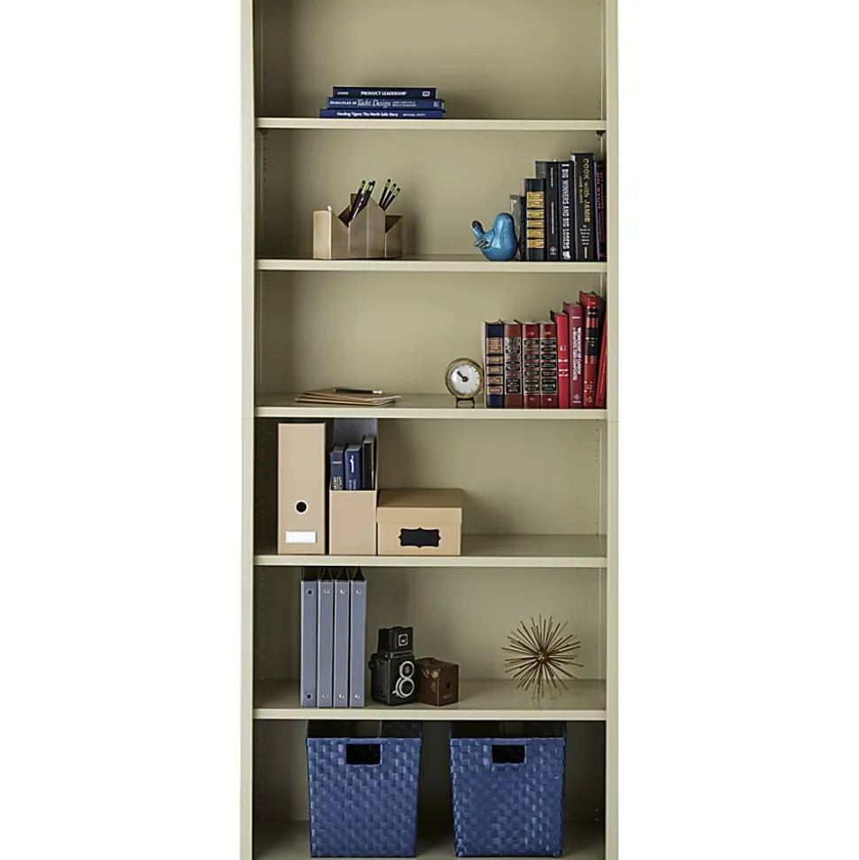 Lorell® Fortress Series Steel Modular Shelving Bookcase, 6-Shelf, 82"H x 34-1/2"W x 13"D, Putty