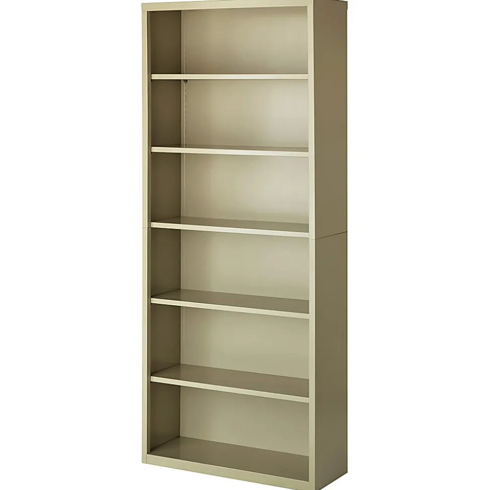 Lorell® Fortress Series Steel Modular Shelving Bookcase, 6-Shelf, 82"H x 34-1/2"W x 13"D, Putty