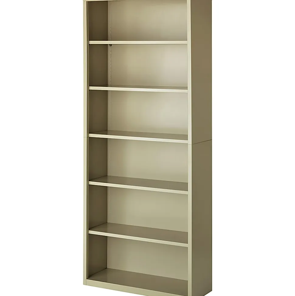 Lorell® Fortress Series Steel Modular Shelving Bookcase, 6-Shelf, 82"H x 34-1/2"W x 13"D, Putty
