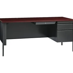 Lorell® Fortress Series Steel Right-Handed Pedestal Writing Desk, 66