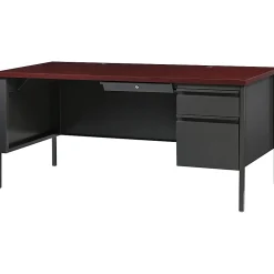 Lorell® Fortress Series Steel Right-Handed Pedestal Writing Desk, 66