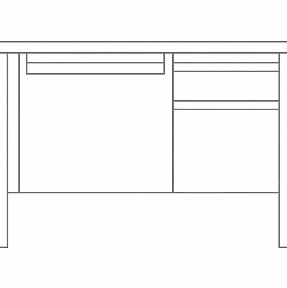 Lorell® Fortress Series 48"W Steel Pedestal Writing Desk, Right-Handed, Charcoal/Mahogany