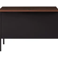 LorellĀ® Fortress Series 42"W Steel Pedestal Return Desk, Right, Black/Walnut