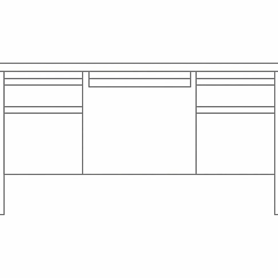 Lorell® Fortress Series 60"W Steel Double Pedestal Writing Desk, Putty/Oak