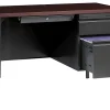 Lorell® Fortress Steel Right-Pedestal Teacher's Computer Desk, Charcoal/Mahogany