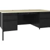 Lorell® Fortress 63"W Double-Pedestal Teacher's Computer Desk, Black Maple