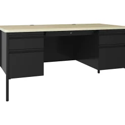 Lorell® Fortress 63"W Double-Pedestal Teacher's Computer Desk, Black Maple
