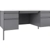 Lorell® Fortress 60"W Double-Pedestal Teacher's Computer Desk, White/Platinum