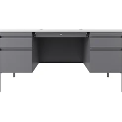 Lorell® Fortress 60"W Double-Pedestal Teacher's Computer Desk, White/Platinum
