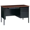 Lorell® Fortress 46"W Right-Pedestal Computer Desk, Black/Walnut