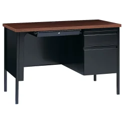 Lorell® Fortress 46"W Right-Pedestal Computer Desk, Black/Walnut