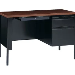 Lorell® Fortress 46"W Right-Pedestal Computer Desk, Black/Walnut