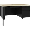 Lorell® Fortress 48"W Right-Pedestal Teacher's Writing Desk, Black Maple