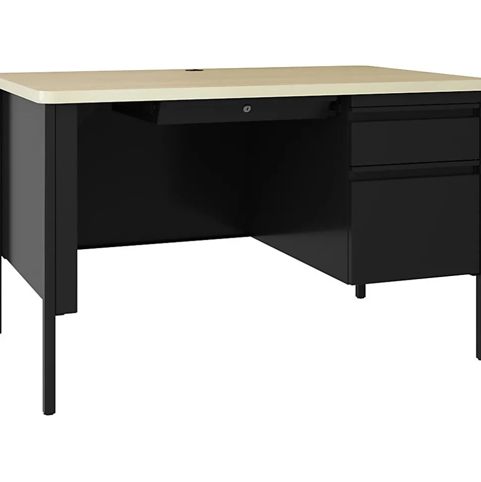 Lorell® Fortress 48"W Right-Pedestal Teacher's Writing Desk, Black Maple