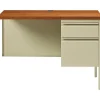 Lorell® Fortress 42"W Steel Pedestal Return Computer Desk, Right, Putty/Oak