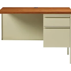 Lorell® Fortress 42"W Steel Pedestal Return Computer Desk, Right, Putty/Oak