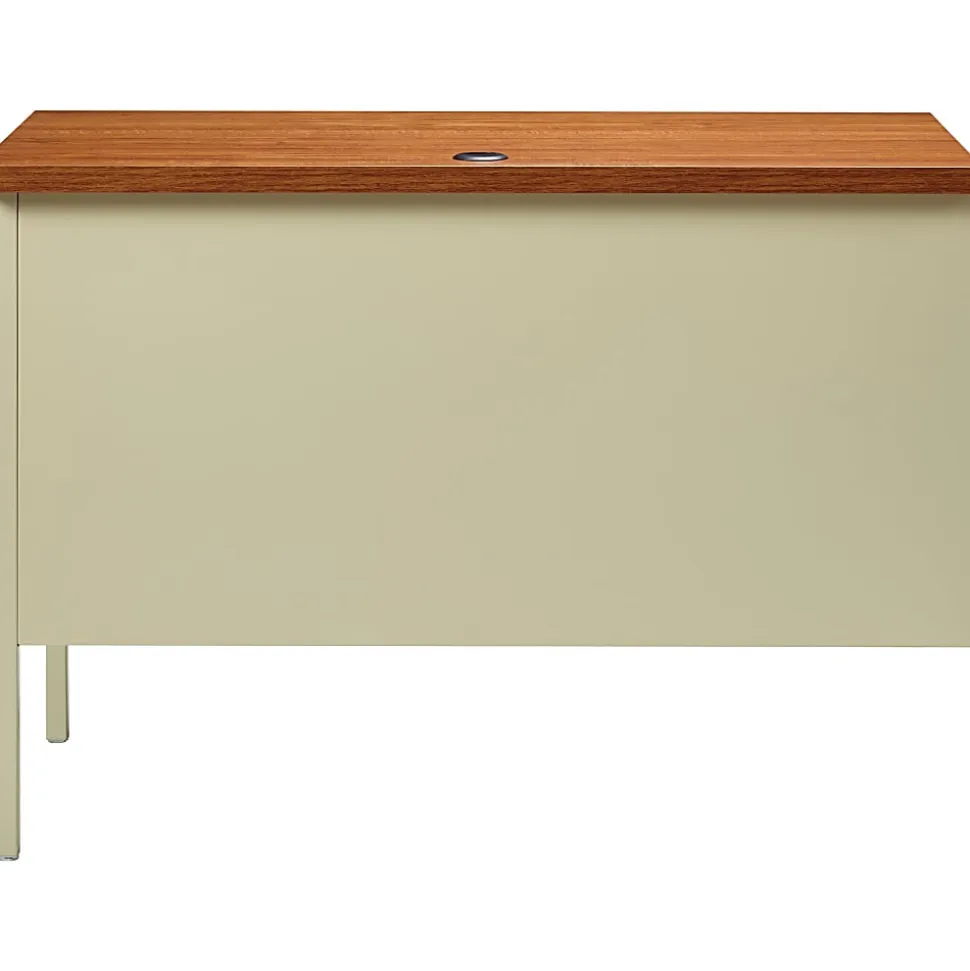 Lorell® Fortress 42"W Steel Pedestal Return Computer Desk, Right, Putty/Oak