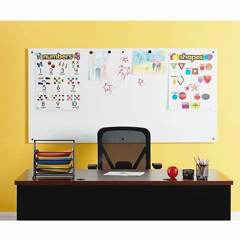Lorell® Glass Unframed Dry-Erase Whiteboard, 36" x 72", White