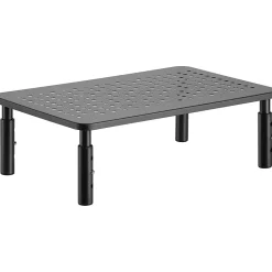 Lorell Height-Adjustable Device Stand, 44 lb Load Capacity, 5.50"H x 9.25"W x 14.50"D, Desktop, Steel, Black
