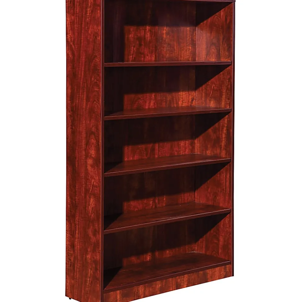 Lorell® 60"H 5-Shelf Bookcase, Cherry