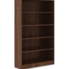 Lorell® 60"H 5-Shelf Bookcase, Walnut