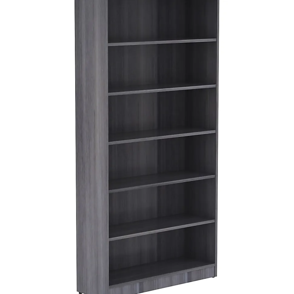 Lorell® 72"H 6-Shelf Bookcase, Weathered Charcoal