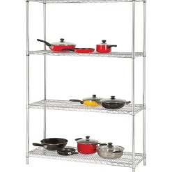 Lorell® Industrial Chrome Wire Shelving Starter Kit, 48" W x 18"D, Steel/Chrome