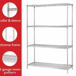 Lorell® Industrial Chrome Wire Shelving Starter Kit, 48