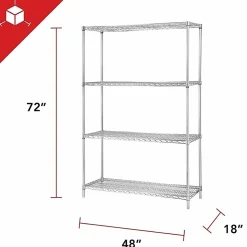 Lorell® Industrial Chrome Wire Shelving Starter Kit, 48