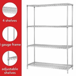 Lorell® Industrial Chrome Wire Shelving Starter Kit, 48