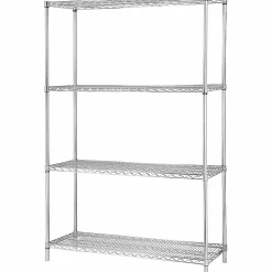 Lorell® Industrial Chrome Wire Shelving Starter Kit, 48