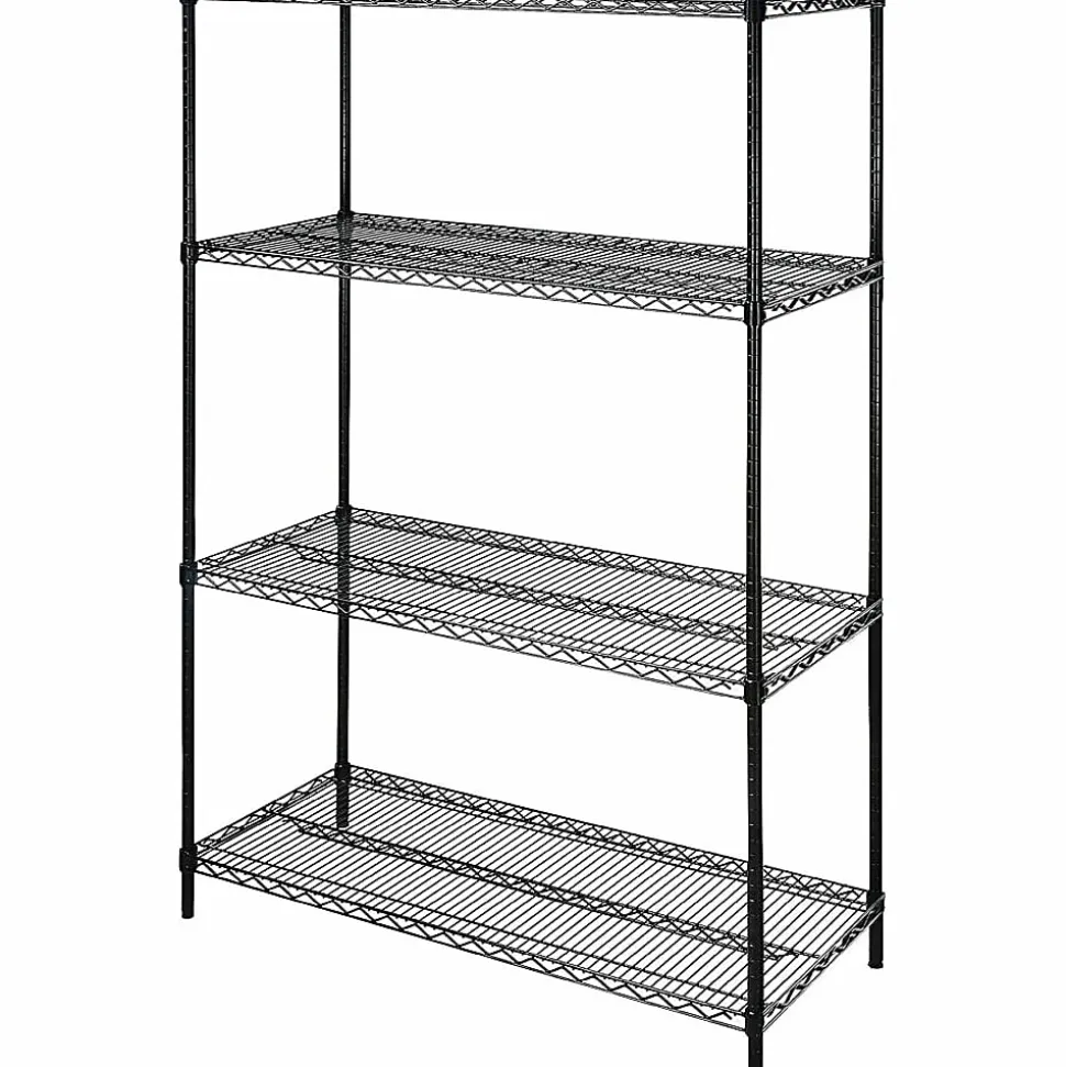 Lorell® Industrial Wire Shelving Starter Unit, 36"W x 24"D, Black