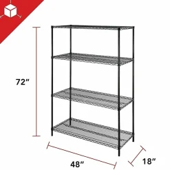 Lorell® Industrial Wire Shelving Starter Unit, 48"W x 18"D, Black
