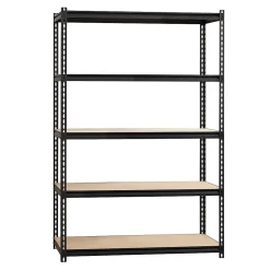 Lorell Iron Horse 2300 lb Capacity Riveted Shelving - 5 Shelf(ves) - 72" x 48"x 24" Depth - 30% Recycled - Black - Steel, Particleboard - 1 Each