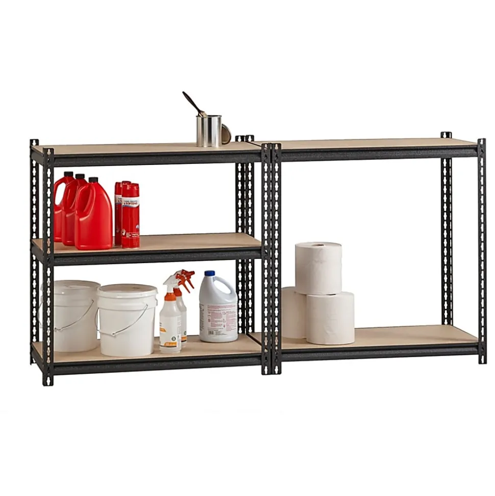 Lorell Iron Horse 2300 lb Capacity Riveted Shelving - 5 Shelf(ves) - 72" x 36"x 18" Depth - 30% Recycled - Black - Steel, Particleboard - 1 Each