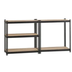 Lorell Iron Horse 2300 lb Capacity Riveted Shelving - 5 Shelf(ves) - 72" x 36"x 18" Depth - 30% Recycled - Black - Steel, Particleboard - 1 Each