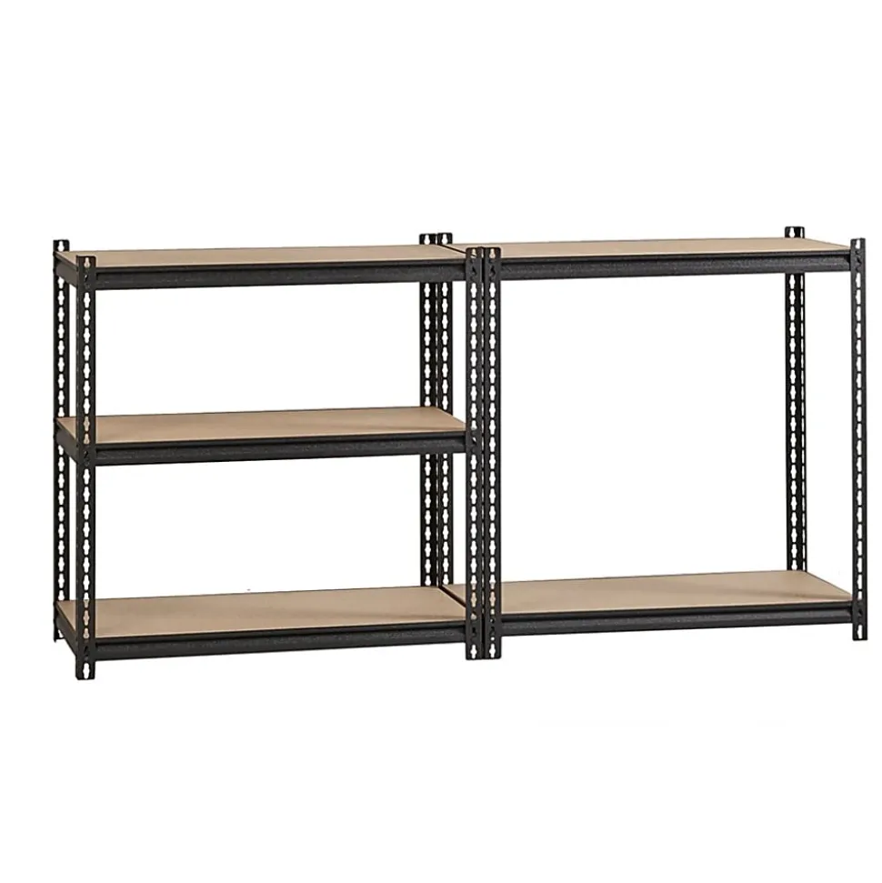 Lorell Iron Horse 2300 lb Capacity Riveted Shelving - 5 Shelf(ves) - 72" x 36"x 18" Depth - 30% Recycled - Black - Steel, Particleboard - 1 Each