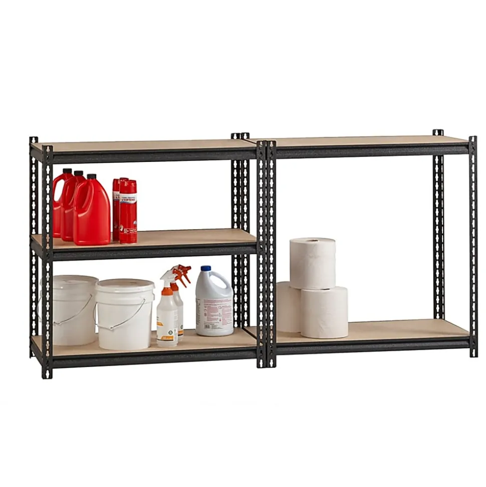 Lorell Iron Horse 2300 lb Capacity Riveted Shelving - 5 Shelf(ves) - 72" x 36"x 18" Depth - 30% Recycled - Black - Steel, Particleboard - 1 Each
