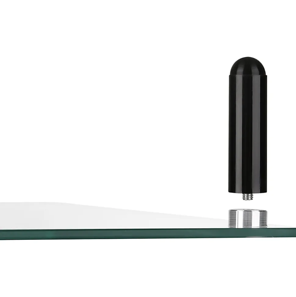 Lorell 4-leg Single-Shelf Monitor Stand, 44 lb Load Capacity, 1 x Shelf(ves), 3"H x 22"W x 8.25"D, Desktop, Glass, Clear, Black