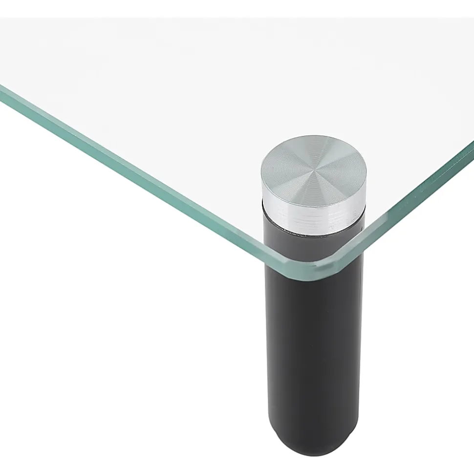 Lorell 4-leg Single-Shelf Monitor Stand, 44 lb Load Capacity, 1 x Shelf(ves), 3"H x 22"W x 8.25"D, Desktop, Glass, Clear, Black