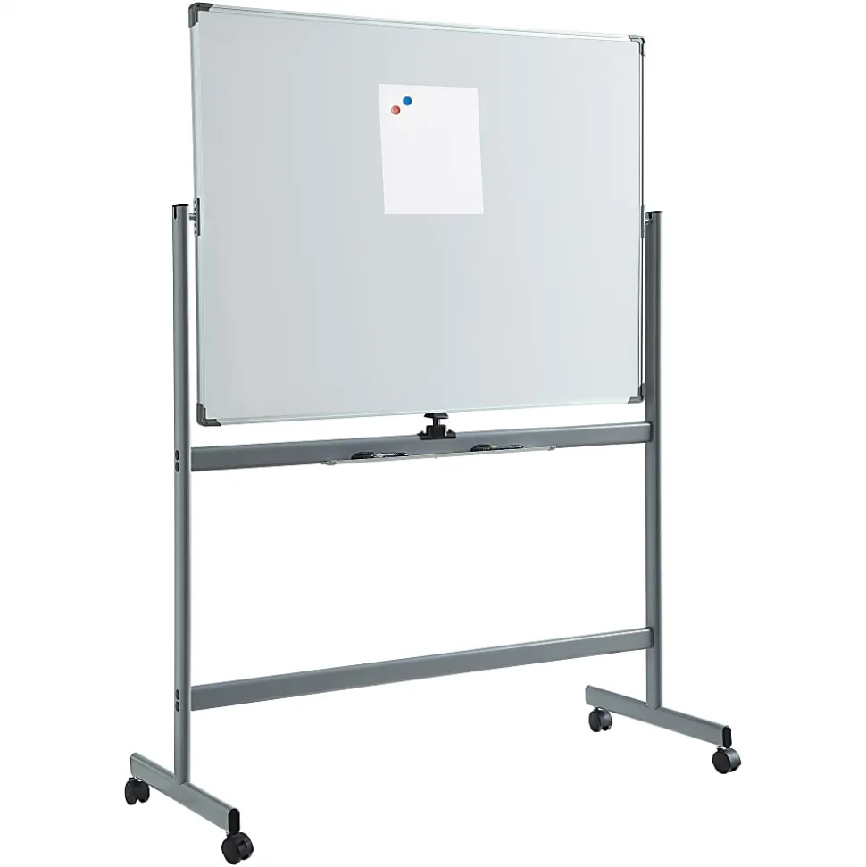 Lorell® Magnetic Dry-Erase Whiteboard Easel, 36" x 48", Aluminum Frame With Silver Finish