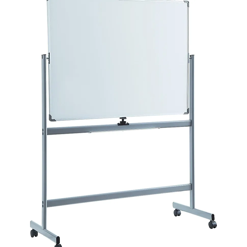 Lorell® Magnetic Dry-Erase Whiteboard Easel, 36" x 48", Aluminum Frame With Silver Finish