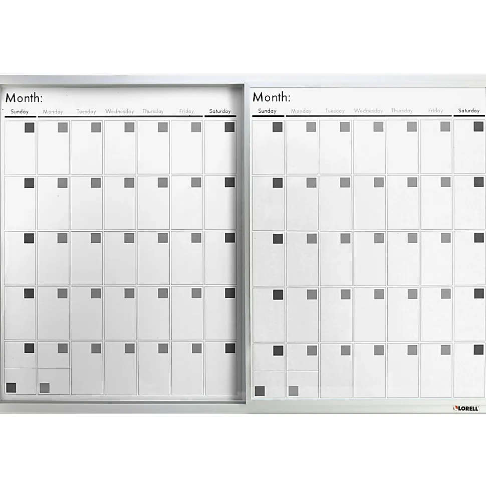 Lorell® Magnetic Unframed Dry-Erase Calendar Whiteboard, 36" x 24", Frost