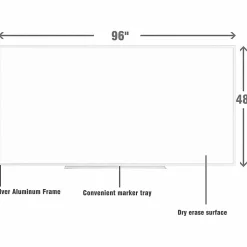 Lorell® Melamine Dry-Erase Whiteboard, Styrene, 96" x 48", Aluminum Frame With Silver Finish
