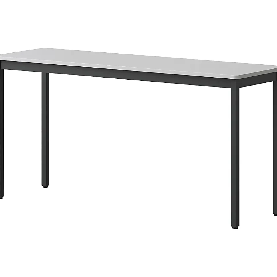 Lorell® Melamine/Steel Utility Table, 30"H x 60"W x 18-1/8"D, Gray/Black