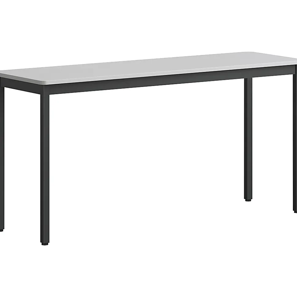 Lorell® Melamine/Steel Utility Table, 30"H x 60"W x 18-1/8"D, Gray/Black