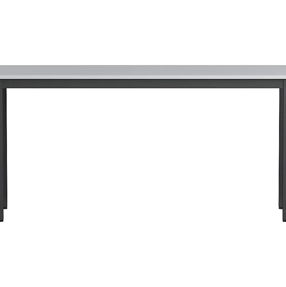 Lorell® Melamine/Steel Utility Table, 30"H x 60"W x 18-1/8"D, Gray/Black