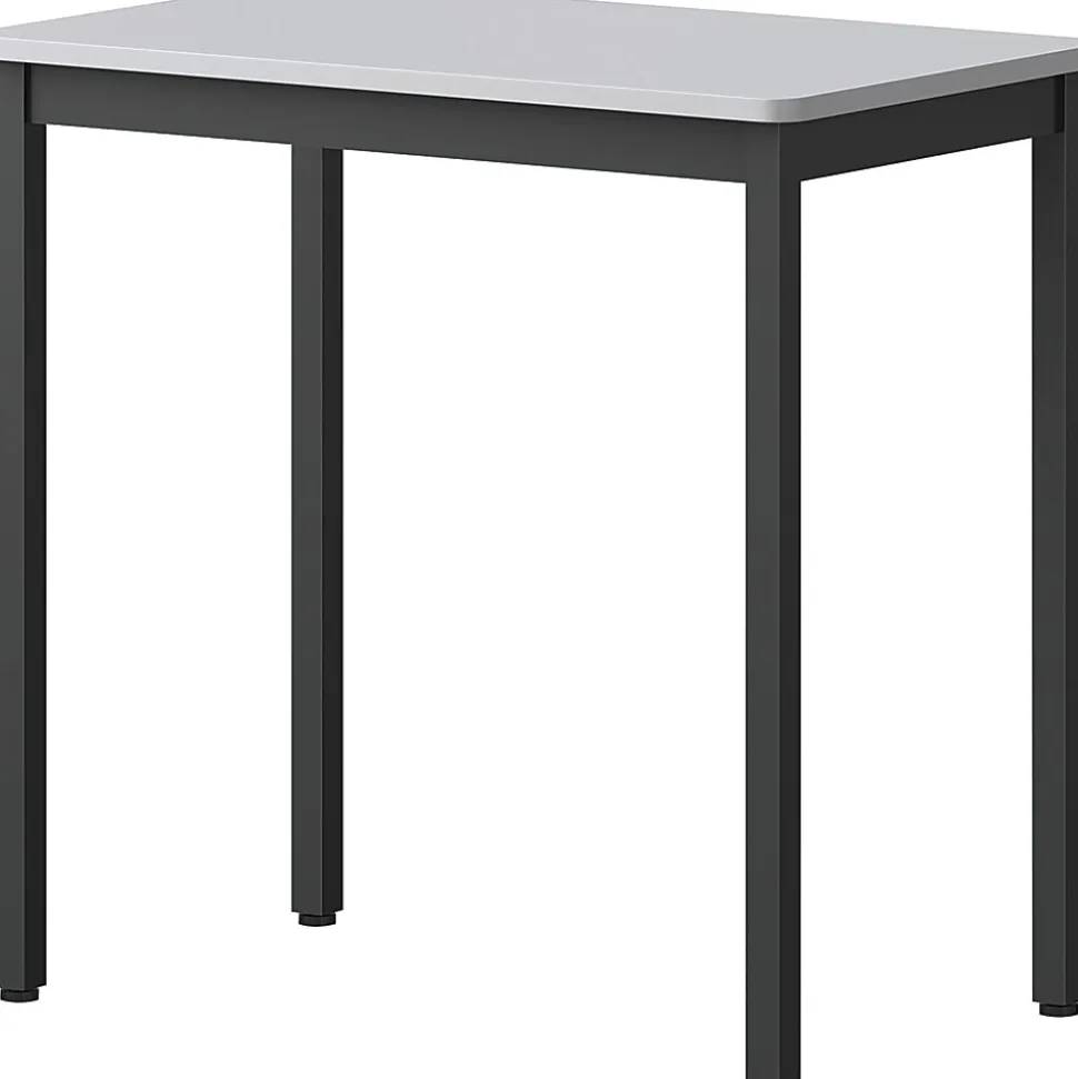 Lorell® Melamine/Steel Utility Table, 30"H x 30"W x 18-1/8"D, Gray/Black